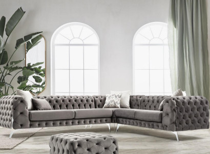 Grau Chesterfield Polstersofa Sofa Ecksofa Garnitur Polster Luxus Ecke Sofas Neu